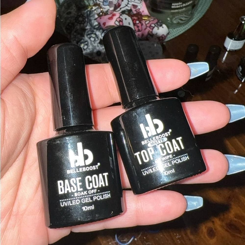 Belle boost base coat and matte top coat gel nail polish set